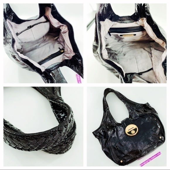 Elliott Lucca Handbag Black Patent Leather Satchel - Picture 5 of 8
